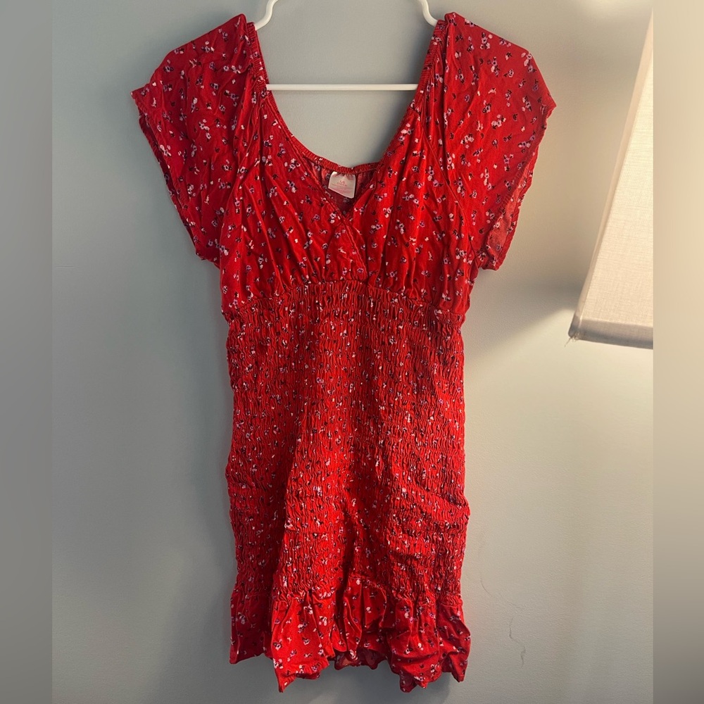 Red floral dress